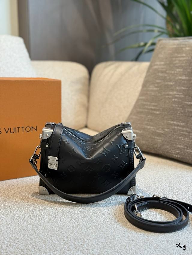 Lv Latest Side Trunk "Box Bag Lv Latest Side Trunknew Pure Black Soft Leather Fe