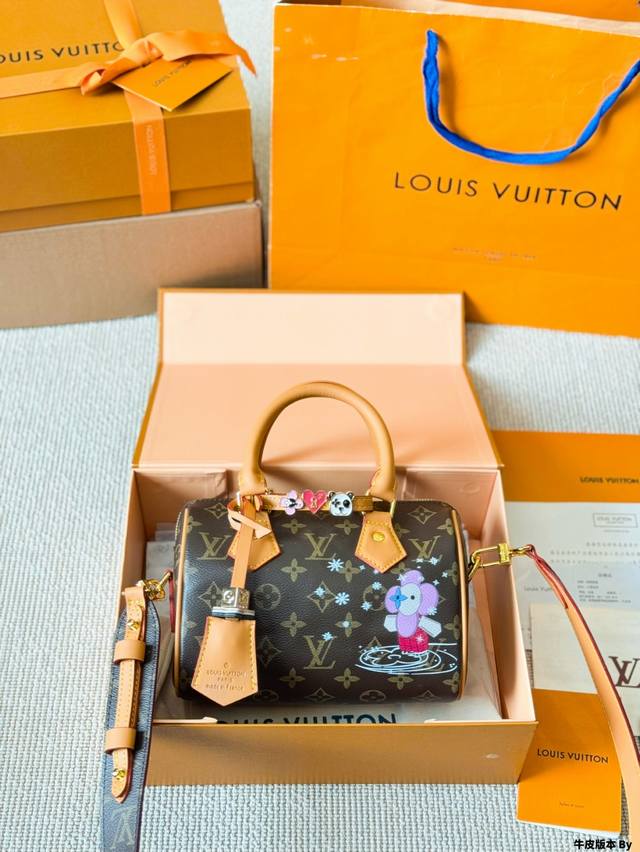 Cowhide Version Lv Speedy Graffiti Limited Edition 20 Pillow Bag Lv New Series C