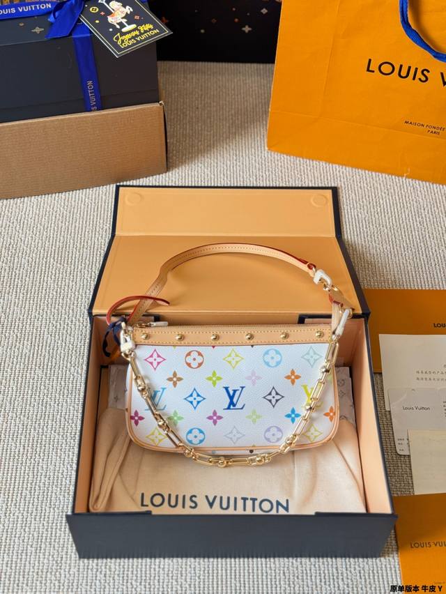 Original Version Cowhide Lv Takashi Murakami Joint Mahjong Bag 2025 Early Spring