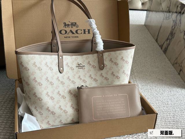 With Box Size: 35*27Cm Coach Classic Double-Sided City Tote Bag Classic Logo Sho