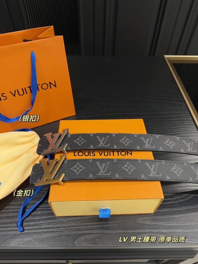 With Box Lv Men's Belt With Gift Bag All-Steel Belt Belt