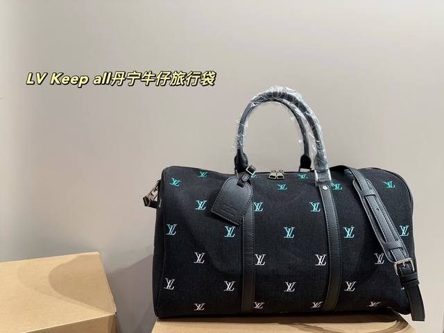 Size 46.26 Lv Keep All Denim Travel Bag