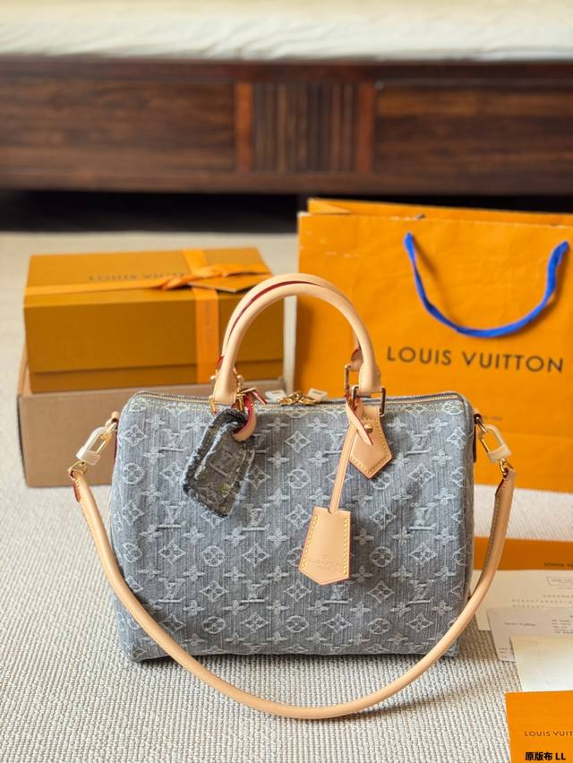 Original Cloth Lv Speedy Pillow Bag Denim Lv Speedy 30Cm Pillow Bag, No Matter T
