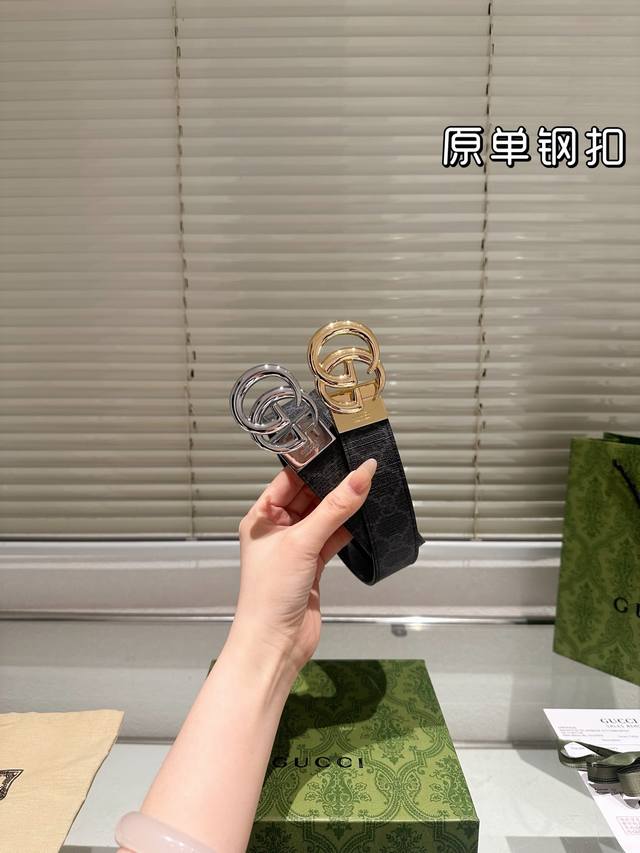 Steel Buckle High Version! Gucci Leather Belt ~ Popular Unisex Belt, The Hottest