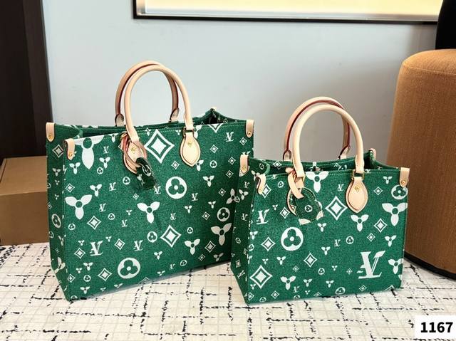 Lv New Tote Bag Limited Edition Onthego Very Rare Salt Retro College Style Super