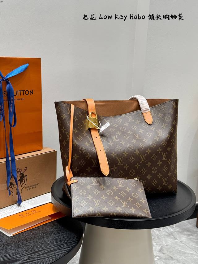Gift Box Packaging Lv Old Flower Shopping Bag Series Low Key Hobo Handbag Vintag