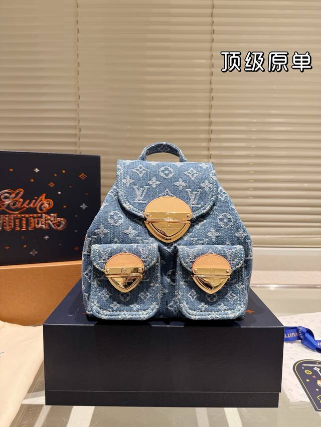 Top Original Single Classic Remodeling Group Lv Old Flower Denim Blue Zunduhouho