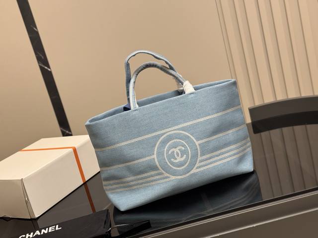 No Box Size: 35.27Cm Chanel Denim Beach Bag Arrange! Arrange! This Beach Bag Rel