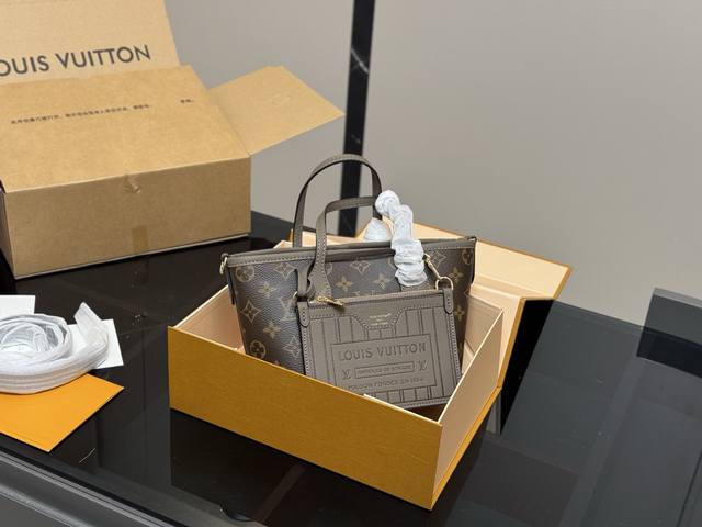 With Folding Box Airplane Box Size: 20.17Cm Lv Neverfull Bb New Shopping Bag! Ha