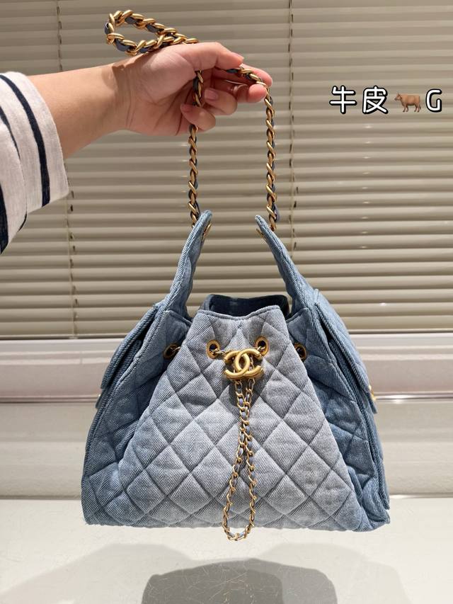 Original Cloth Chanel 25S Small Light Blue Denim Hobo Chanel Denim Embroidered S