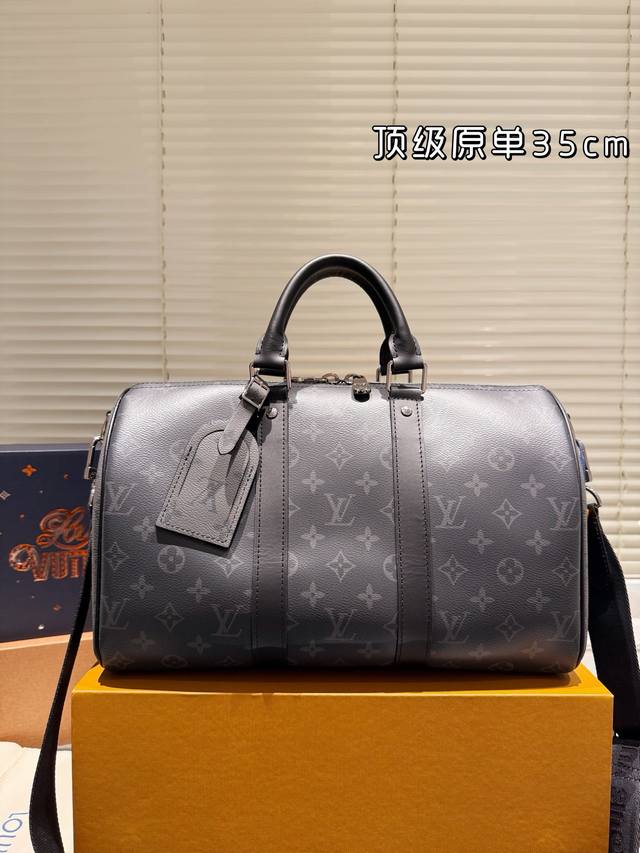 Top Grade Original Pure Cowhide Handsome Men And Cool Women!! Lv Keepall35 Black