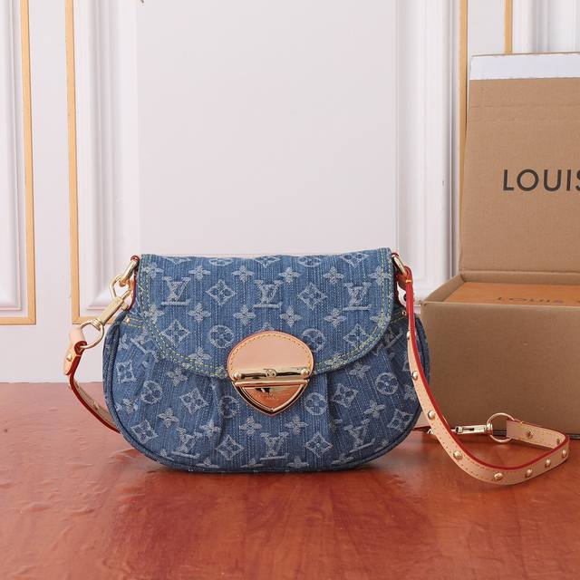 M46829 Blue Denim Denim Underarm Bag And Shoulder Bag Series Sunset Handbag The