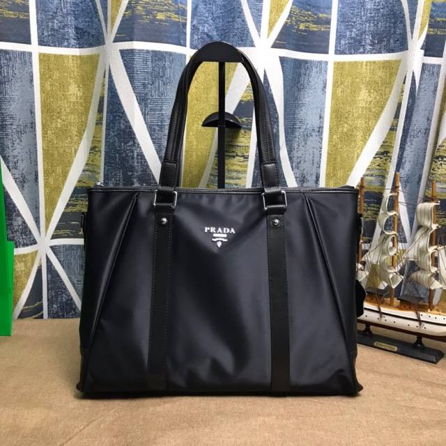 Top-Tier Prada Men's Casual Briefcase, Made From Imported Parachute Nylon Waterp