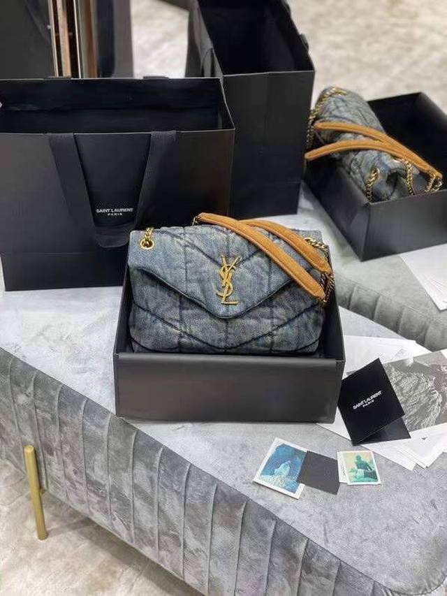 Latest Denim Pattern 29Cm Loulou Puffer Denim Quilted Mini Bag, Featuring The Ul