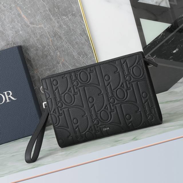 A5 Triangle Clutch Bag In Black Dior Gravity Print Effect Leather P10,500 Item N