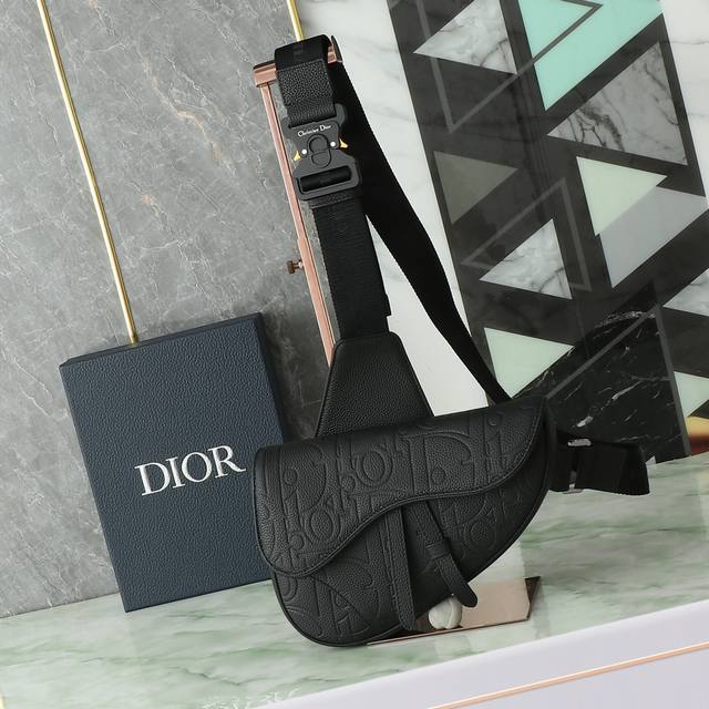 Saddle Bag Black Dior Gravity Print Effect Leather And Black Grained Calfskin Le