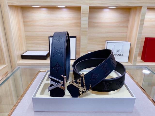 Louis Vuitton's Iconic Lv Initiales Belt Features Elegant Calfskin And Black Cal