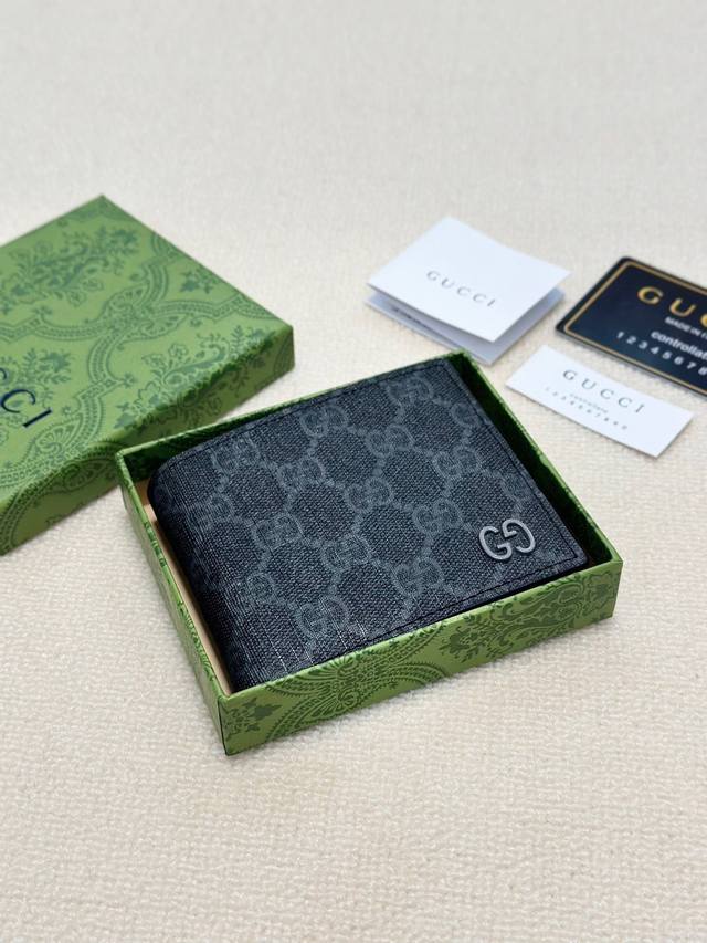 Color: Gray Size: 11X9 Screen-Printed Pattern Short Wallet Series, Made From Gg