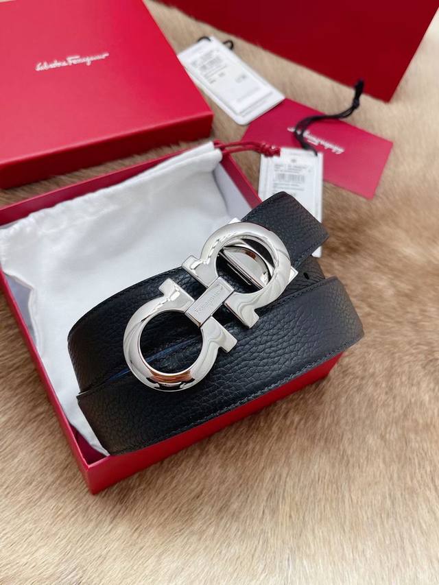Salvatore Ferragamo Men's 3.5Cm Classic Metal Buckle, Imported Top-Grain Leather
