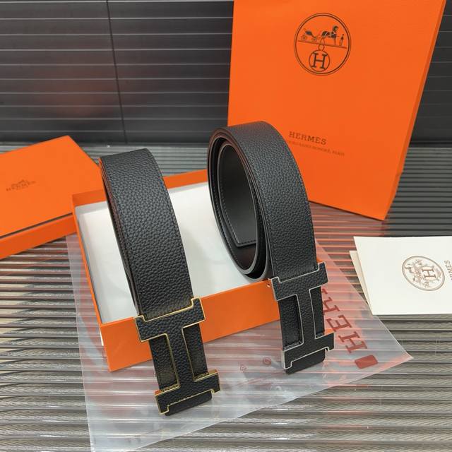 Herm S Leather Belt With Steel Buckle And Printed Buckle Holes Men's Classic Sty