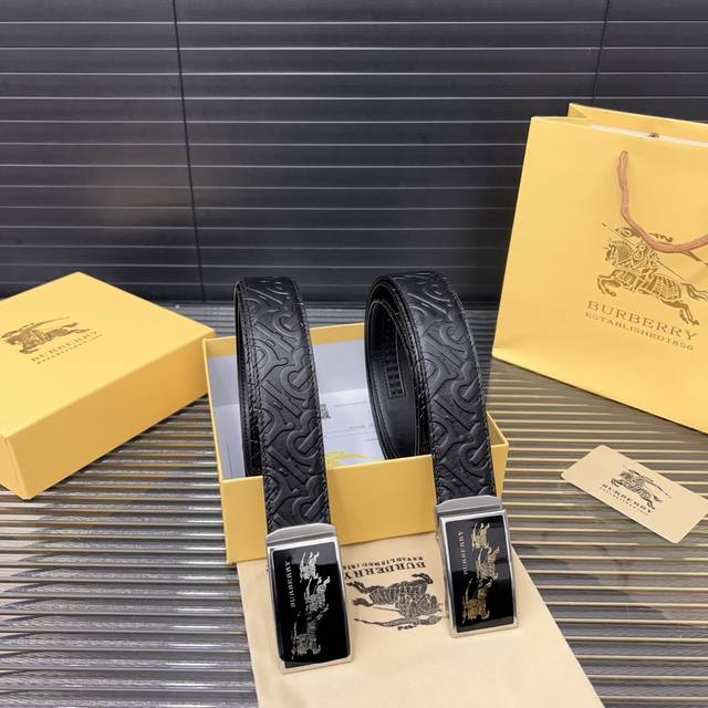 Burberry Steel Buckle Genuine Leather Belt Men's Classic Style Belt Fashion Esse