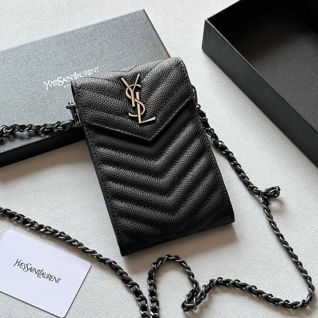 Color: Black Size: 18X11 Saint Laurent Multifunctional Phone Case, Shoulder-Stra