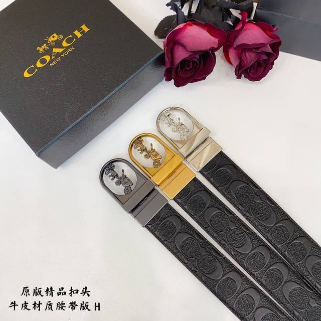 Original Quality Perforated Design Brand: Coach C-House Men's Color: Black Buckl