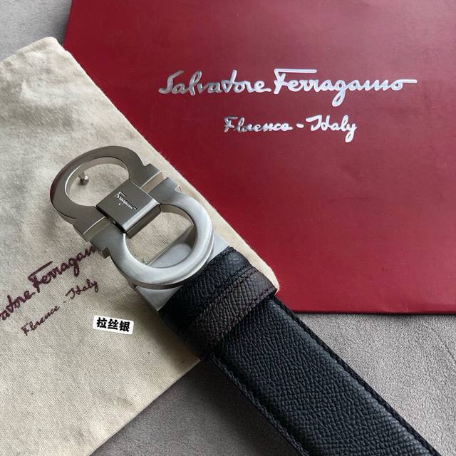Salvatore Ferragamo Men's 3.5Cm Classic Store Version Metal Clasp, Top-Grain Cal