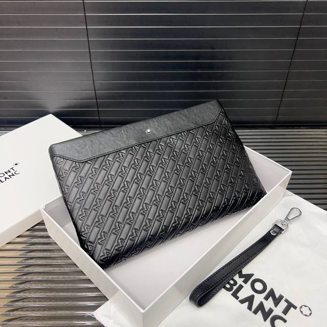 Montblanc Embossed Leather Men's Handheld Bag, High-End Quality, Comes With Dust