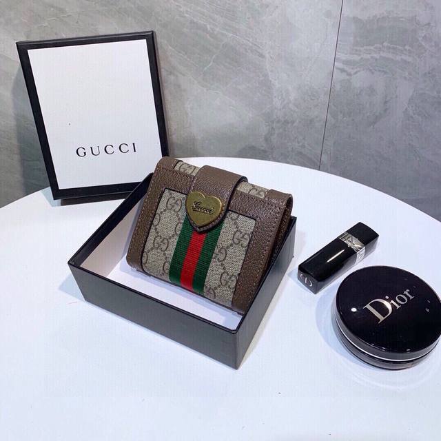 Color: Coffee Size: 11X10 Gucci's Popular Short Wallet Made Of Genuine Leather W