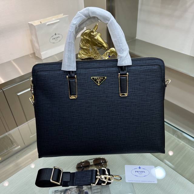Prada New Briefcase Crafted From Imported Leather With Premium Polished Stainles