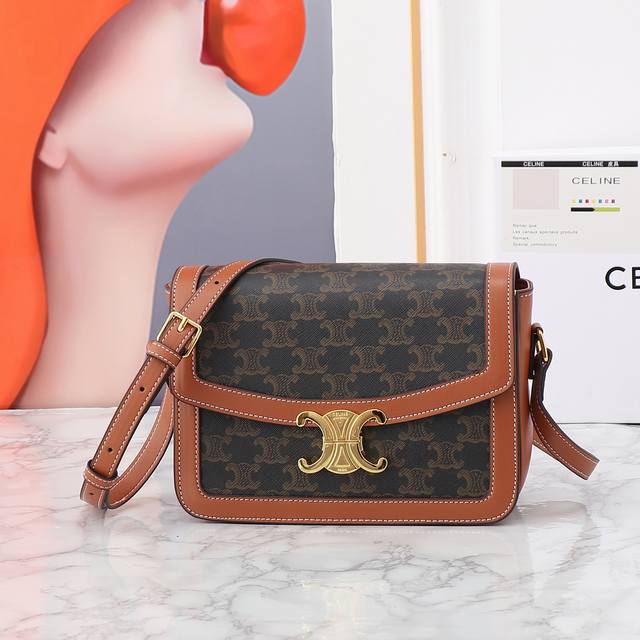 Restock Large Size With Box, Celine.Triomphe Retro And Versatile! Shiny Small Ca