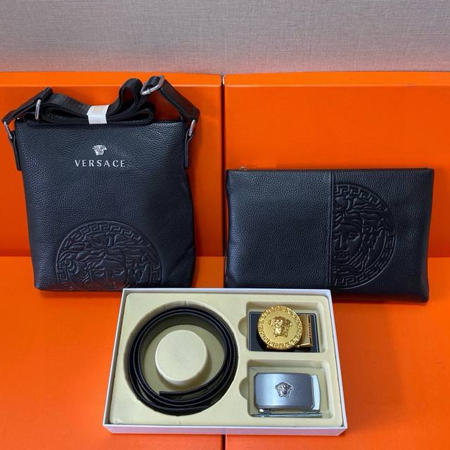 Versace: Top-Grain Leather Combination Gift Box Packaging, Two-Piece Set Includi