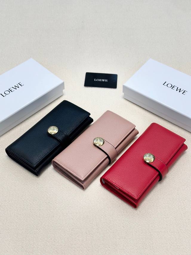 Color: Black, Pink, Red Size: 19X10 Loewe Best-Selling Genuine Leather Long Wall