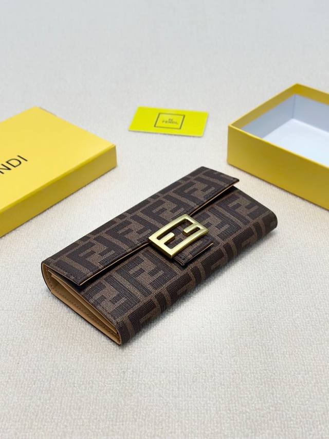 Color: Brown Size: 19X10 Fendi Genuine Leather Wallet With Custom Hardware. Esse
