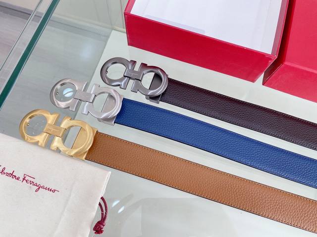 Salvatore Ferragamo Italy Width 3.5 Cm Elegant Buckle, Colorfast, Genuine Italia