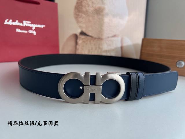 Ferragamo Prosperity Belt With 8-Shaped Buckle, Symbolizing Good Fortune, High Q