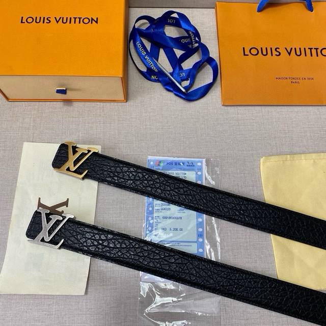 Brand: Louis Vuitton Grade: Men's Leather Belt. Custom-Made Top-Grain Cowhide. D