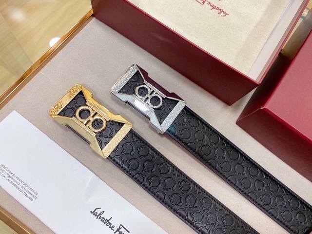 Ferragamo Universal Style, Width: 3.4 Cm, New Pure Leather, Paired With A New El