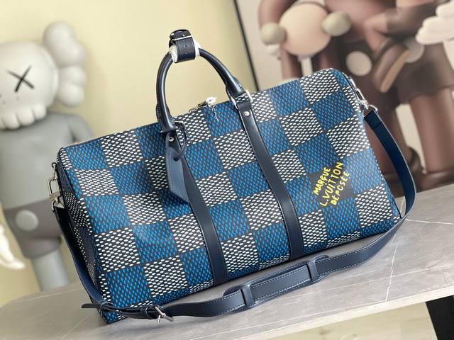 Authentic M40861 Full-Leather Embossed Travel Bag Series Keepall Bandouli Re 50C