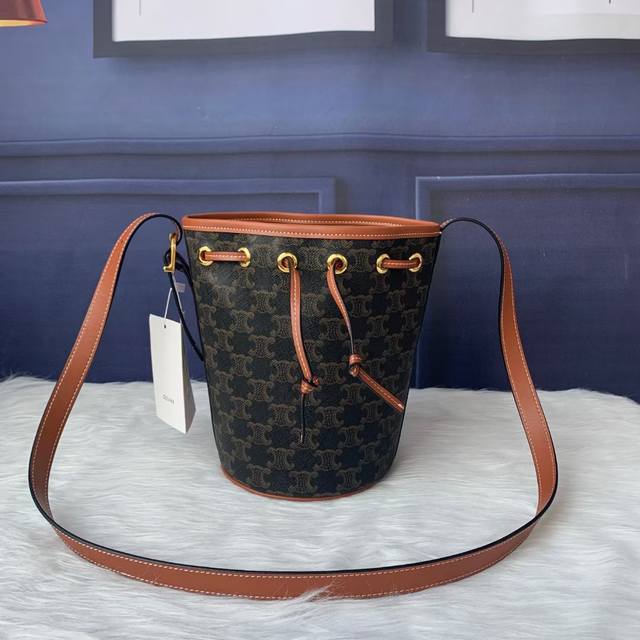 Style Number C9100 Logo Print Small Drawstring Bag, Synthetic Leather And Cowhid