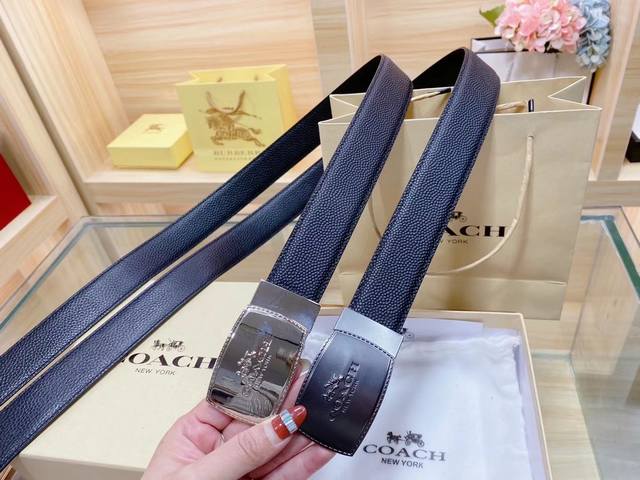 Authentic Single Item --- [Kiss] Coach Leather Belt Double-Sided Men's Waist Bel