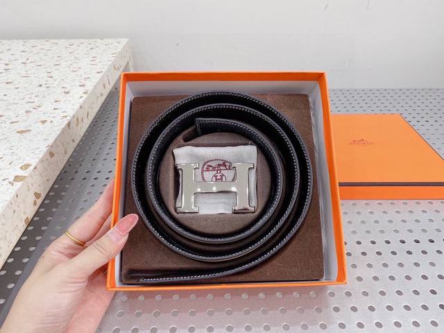 Herm S Original Single-Piece New Design Buckle With Double-Sided Imported Leathe