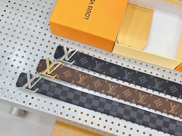 Louis Vuitton Imported Genuine Leather Classic Men's Belt, Togo Leather Paired W