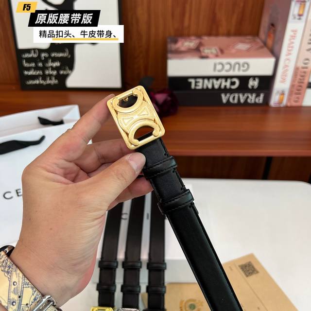 Original Quality Punch-Hole Brand: Celine Women's Color: Black Buckle: Gold, Sil