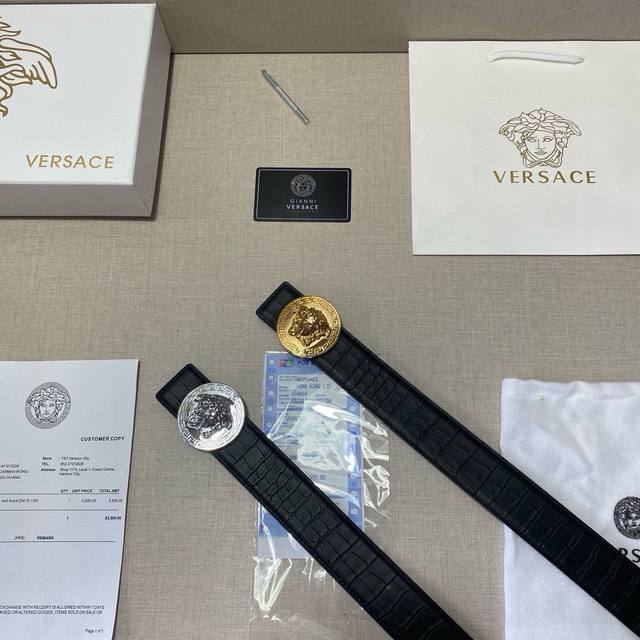 Brand: Versace Grade: Custom-Made Leather, New Design Mold. Width: 3.8 Cm. Oil-F
