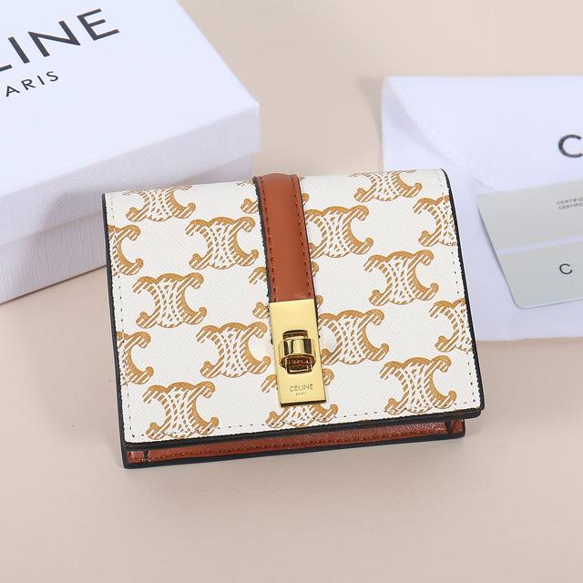Celine New Card Case, Triomphe Flip Card Case, Classic Patterned Large Surface W