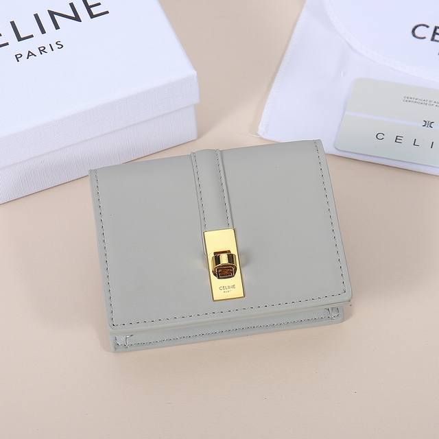 Celine New Card Case, Triomphe Flip-Top Card Case, Cowhide Leather Exterior With