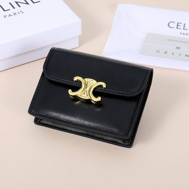 Celine New Card Case, Triomphe Business Card Holder, Cowhide Leather Exterior Wi