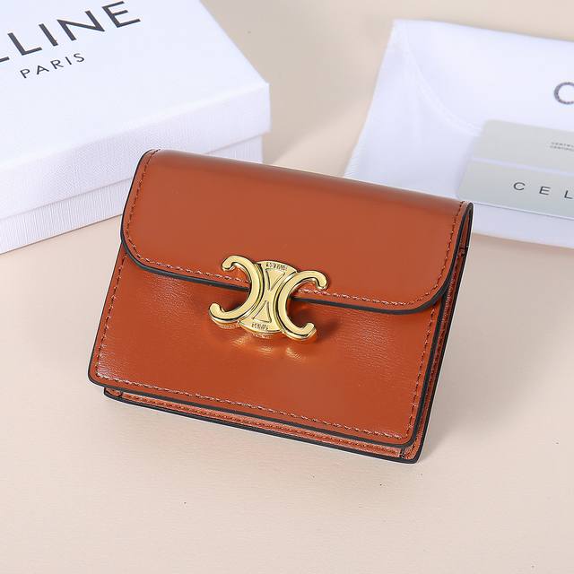 Celine New Card Case, Triomphe Business Card Holder, Cowhide Leather Exterior Wi